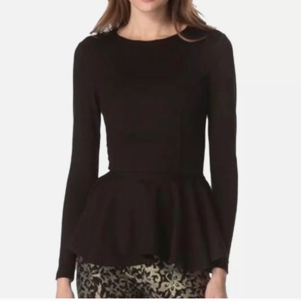 Torn by Ronny Kobo Elegant Black Peplum Blouse